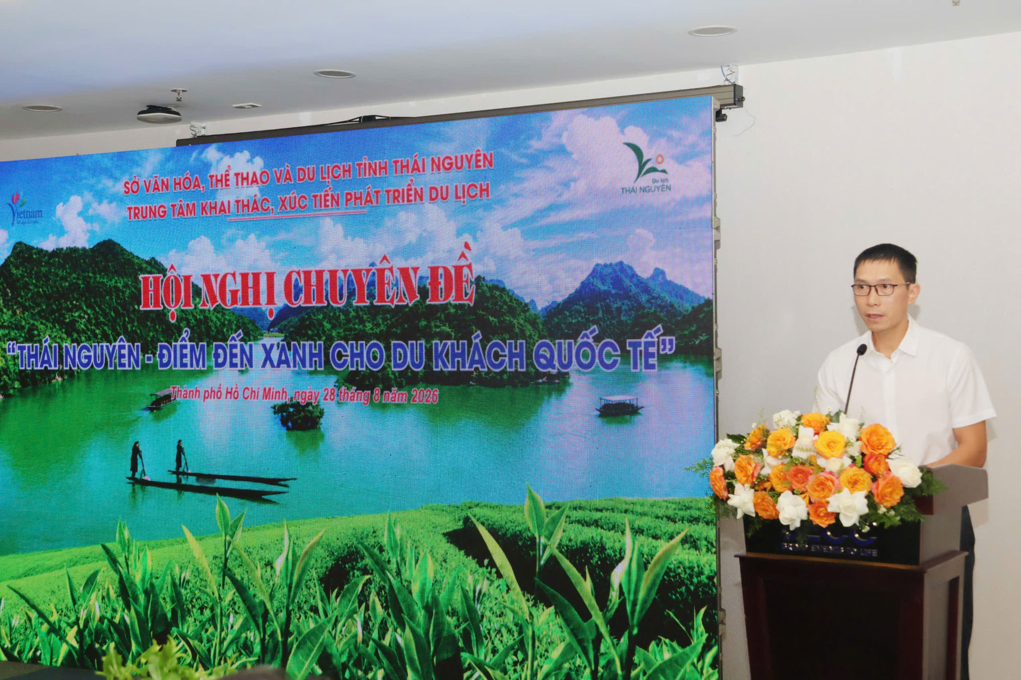 Ông Nguyễn Chu Thu, Phó Giám đốc Sở VH-TT&DL tỉnh Thái Nguyên phát biểu tại hội nghị. Ảnh: Thanh Hương