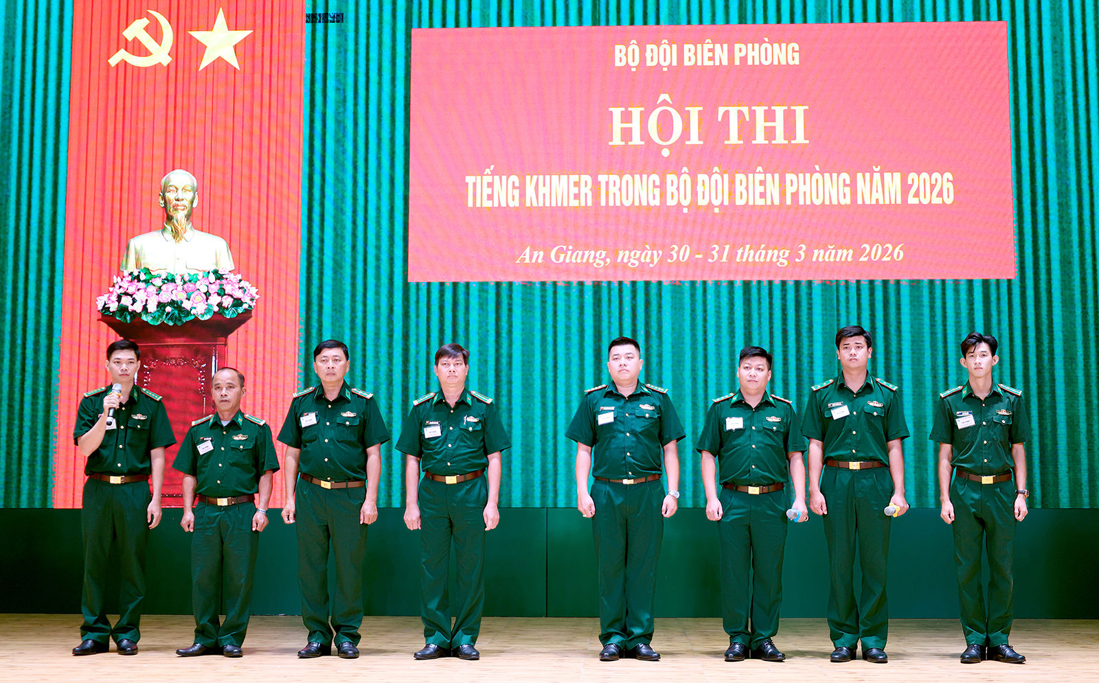 Hội thi lần tiếng Khmer dịp để cán bộ, chiến sĩ được đào tạo, bồi dưỡng và sử dụng tiếng Khmer tốt hơn trong thực hiện nhiệm vụ. Ảnh: Tuấn Kiệt