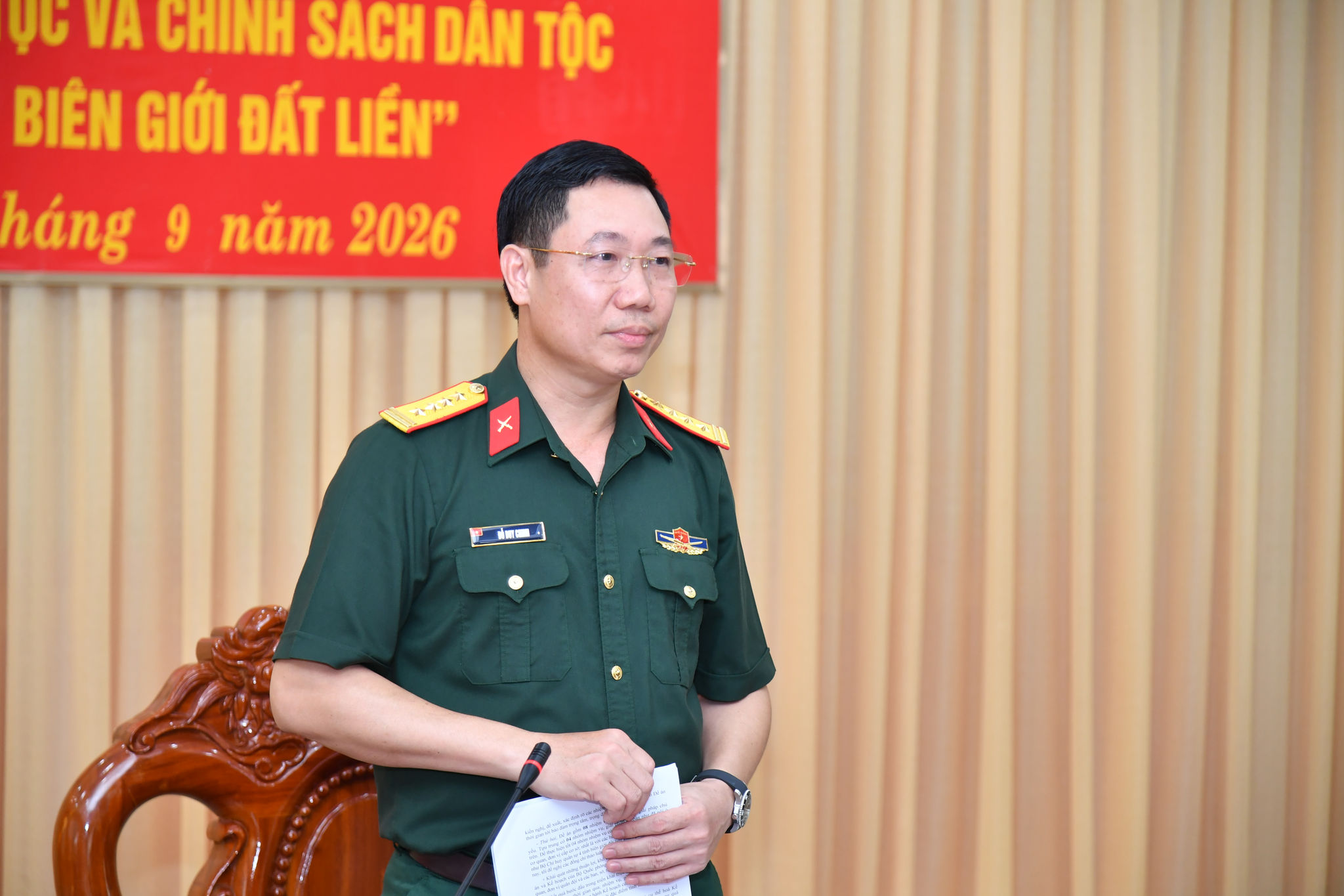 Đại tá Đỗ Duy Chinh - Triển khai Đề án 1219, đồng bộ khu vực biên giới đất liền, góp phần xây dựng cơ sở chính trị vững mạnh, củng cố “thế trận lòng dân nơi biên giới. Ảnh: Hữu Tài