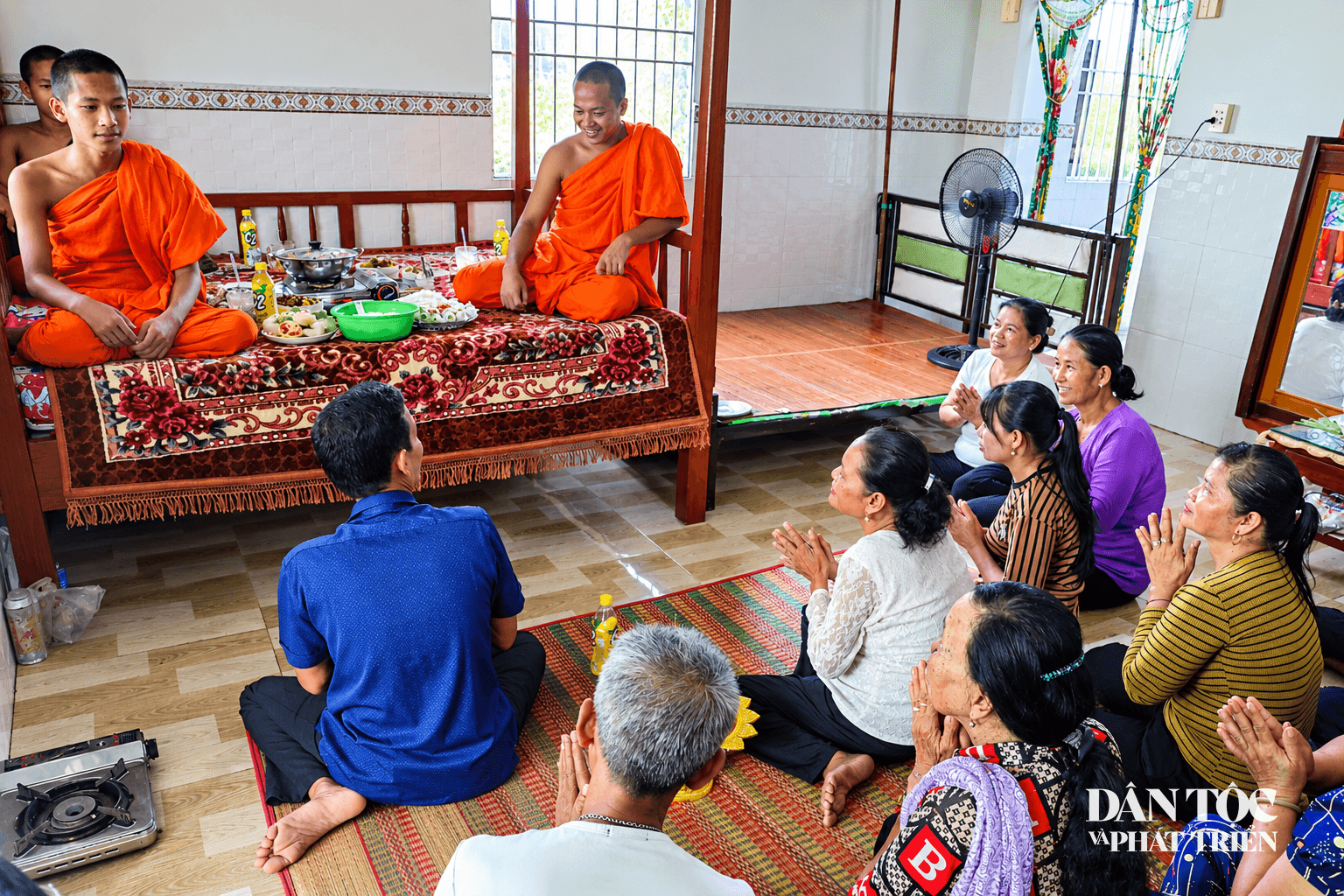 Buddhist Gathering with Monks and Devotees