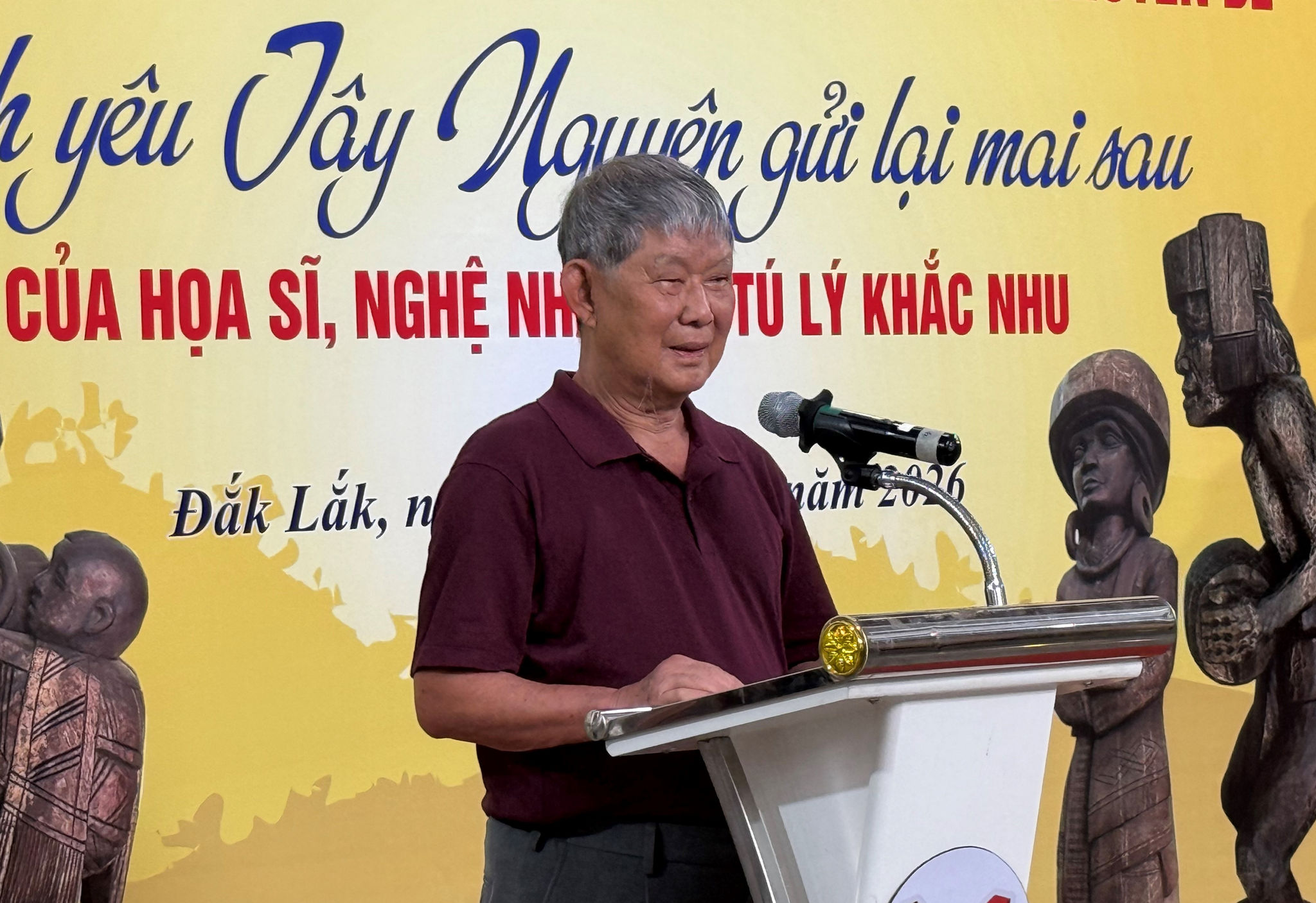 Họa sĩ, Nghệ nhân Ưu tú Lý Khắc Nhu chia sẻ tại buổi lễ