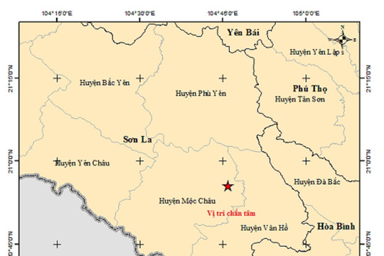 Động đất có độ lớn 3.3 độ richter tại huyện Mộc Châu