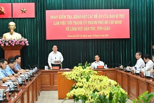 Trưởng Ban Tuyên giáo và Dân vận Trung ương làm việc với Thành ủy TP. Hồ Chí Minh về lĩnh vực dân tộc, tôn giáo