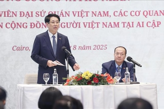 Chủ tịch nước Lương Cường gặp gỡ cộng đồng người Việt Nam tại Ai Cập