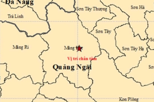 Quảng Ngãi: Động đất 4.5 độ, gây rung chấn diện rộng