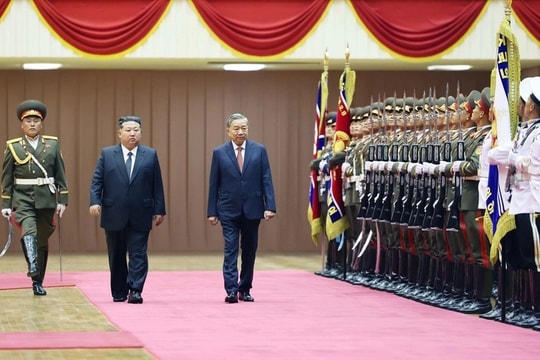 Trọng thể lễ đón Tổng Bí thư Tô Lâm thăm cấp nhà nước Triều Tiên