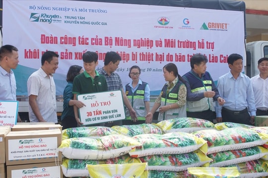 Trung tâm Khuyến nông Quốc gia hỗ trợ khẩn cấp vật tư nông nghiệp giúp người dân Lào Cai khôi phục sản xuất sau bão