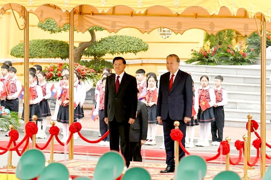 Tổng Bí thư Tô Lâm chủ trì Lễ đón Tổng Bí thư, Chủ tịch nước Lào Thongloun Sisoulith