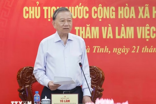 Tổng Bí thư, Chủ tịch nước Tô Lâm: Hà Tĩnh khơi dậy khát vọng phát triển, quyết tâm đạt mục tiêu tăng trưởng nhanh, bền vững