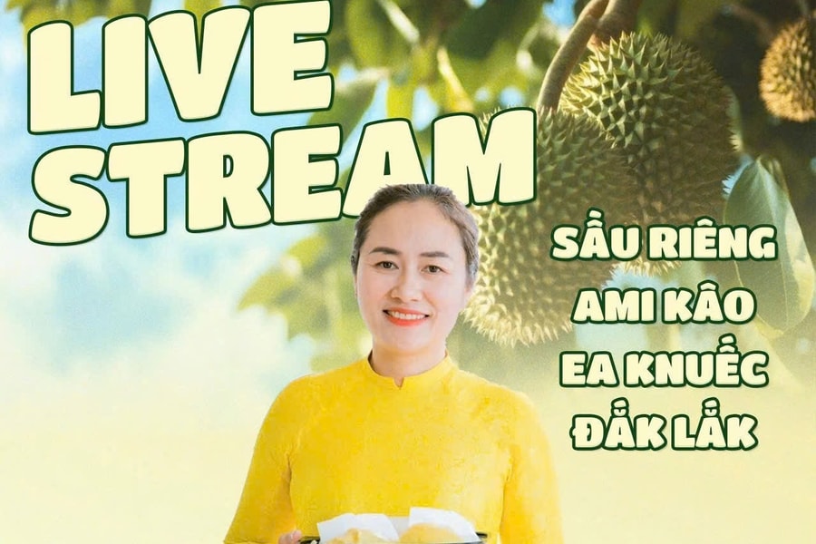 Bí thư xã livestream cùng bà con bán sầu riêng