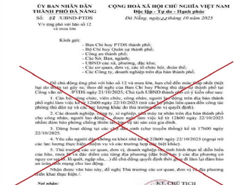 Đà Nẵng: Không có chuyện “cho nghỉ làm, cấm chợ từ chiều 22/10 do bão số 12”