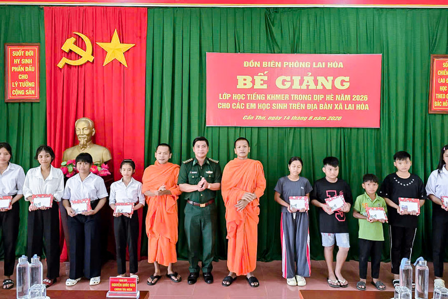 60% học sinh xã Lai Hòa lớp học tiếng Khmer dịp Hè đạt khá, giỏi