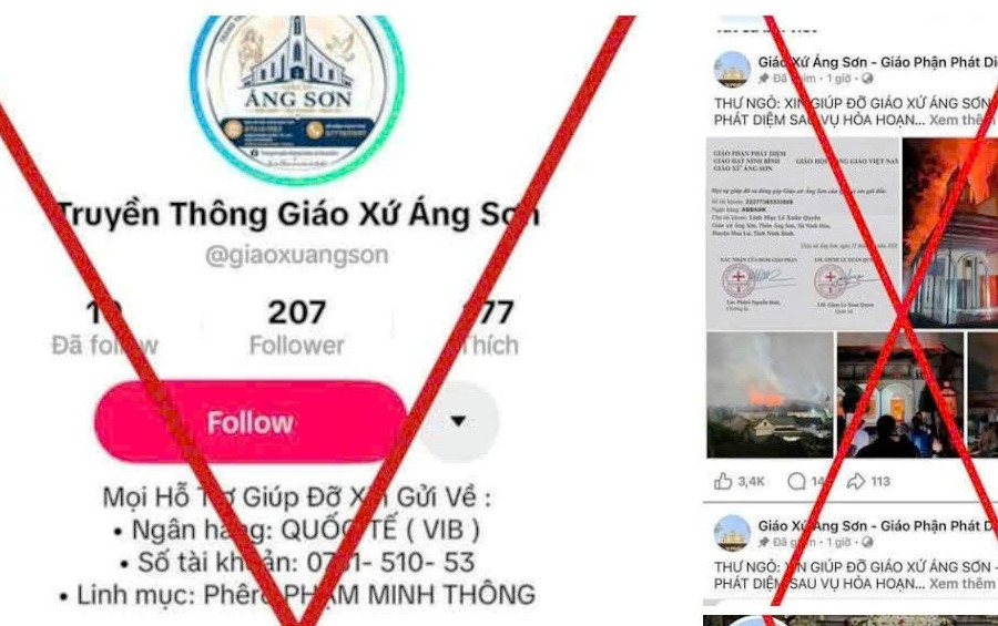 Giáo xứ Áng Sơn cảnh báo các trang giả mạo kêu gọi ủng hộ